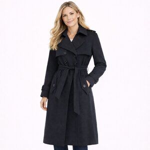 H&M Black Wool Blend Trench Coat Fall Going Out Party Preppy Spring Winter Work